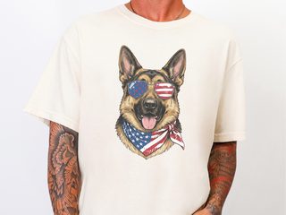 Patriotic German Shepherd Portrait doodle dog shirt - photo 7