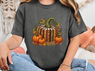 Vintage Book Spine Pumpkin funny shirt - photo 4