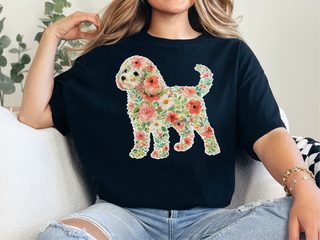Comfort Colors Cavapoo Floral Silhouette doodle dog shirt - photo 3