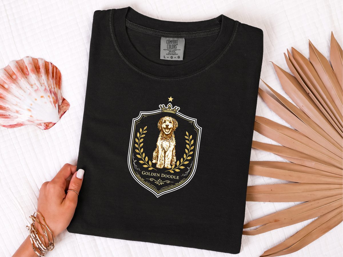 Comfort Colors Golden Doodle Crest Vintage Laurel Wreath Dog Tee