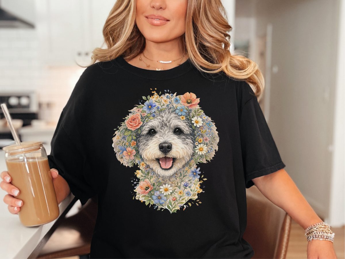 Comfort Colors Schnoodle Floral Face Dog Art Watercolor T-Shirt Gift