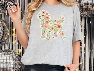 Maltipoo Floral Silhouette doodle dog shirt - photo 3