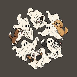 Cute Ghost Playing With Dogs Ghost Dog Shirt Halloween Dog Gift