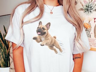 Jumping French Bulldog Speed Lines doodle dog shirt - photo 1