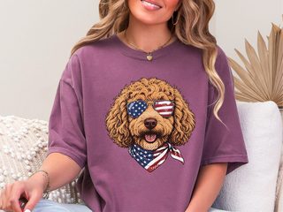 Patriotic Cavapoo American Flag doodle dog shirt - photo 4