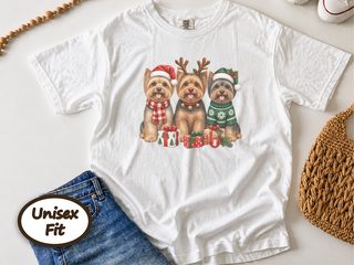 Festive Christmas Yorkie Trio doodle dog shirt - photo 1