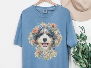 Comfort Colors Aussiedoodle Floral Portrait doodle dog shirt - photo 6