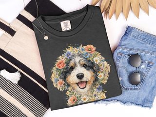 Comfort Colors Aussiedoodle Floral Portrait doodle dog shirt - photo 3