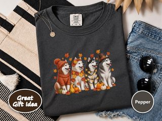 Autumn Huskies Harvest Group doodle dog shirt - photo 4