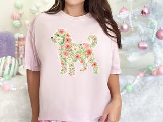 Comfort Colors Schnoodle Floral Silhouette doodle dog shirt - photo 4