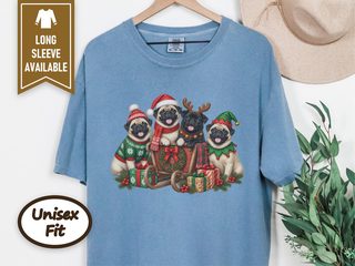 Christmas Pugs Sleigh Group doodle dog shirt - photo 7