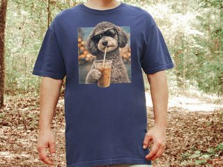 Comfort Colors Schnoodle Drinking Iced Coffee Cool Dog doodle dog shirt - photo 7