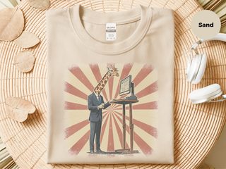 Giraffe At Office Standing Desk funny shirt - photo 3