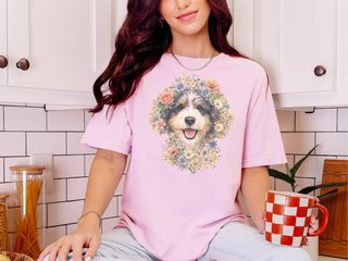 Comfort Colors Aussiedoodle Floral Portrait doodle dog shirt - photo 4