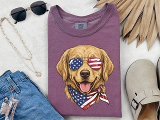 Patriotic Golden Retriever Sunglasses Bandana doodle dog shirt - photo 5