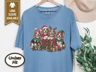 Four Beagles Christmas Sleigh doodle dog shirt - photo 8