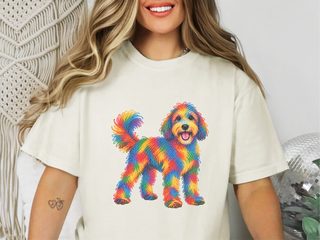 Rainbow Scribble Sheepadoodle doodle dog shirt - photo 6