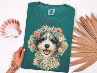 Comfort Colors Aussiedoodle Floral Portrait doodle dog shirt - photo 7