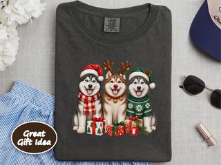 Christmas Husky Trio Presents doodle dog shirt - photo 5