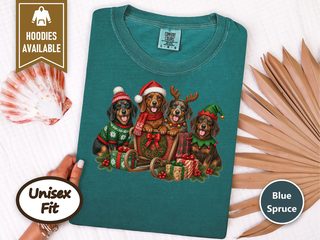 Christmas Dachshund Dogs Sleigh doodle dog shirt - photo 8