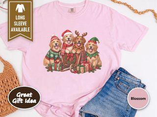 Golden Retrievers Christmas Sleigh doodle dog shirt - photo 4