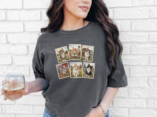 Vintage Country Cats Stamps funny shirt - photo 4