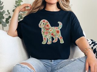 Cavapoo Floral Silhouette doodle dog shirt - photo 2