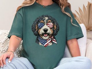 Patriotic Bernedoodle Dog Portrait doodle dog shirt - photo 5