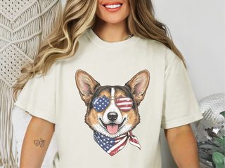 Patriotic Corgi Flag Sunglasses doodle dog shirt - photo 7
