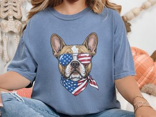 Patriotic French Bulldog Sunglasses doodle dog shirt - photo 5