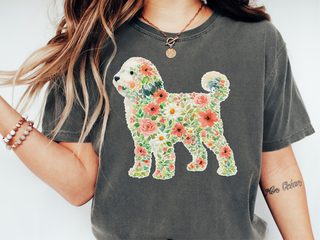 Comfort Colors Floral Sheepadoodle Silhouette doodle dog shirt - photo 1