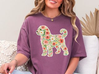 Comfort Colors Schnoodle Floral Silhouette doodle dog shirt - photo 5