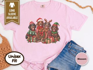 Christmas Dachshund Dogs Sleigh doodle dog shirt - photo 3