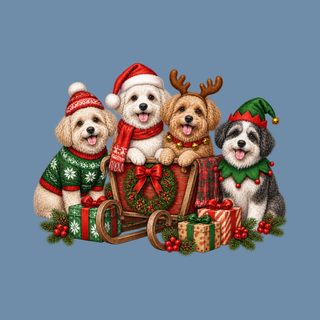 Maltipoo Christmas Sleigh Puppies Festive Christmas Puppy Shirt