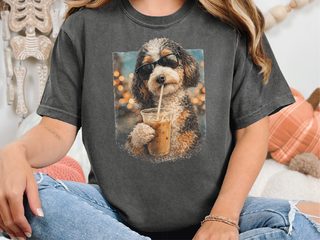 Comfort Colors Aussiedoodle Iced Coffee Cool Dog doodle dog shirt - photo 3