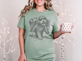 Schnoodle Drinking Beer doodle dog shirt - photo 6