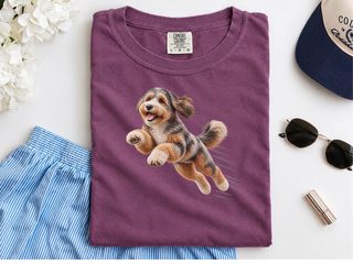 Flying Aussiedoodle Speed Lines doodle dog shirt - photo 6