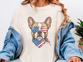 Patriotic French Bulldog Sunglasses doodle dog shirt - photo 7