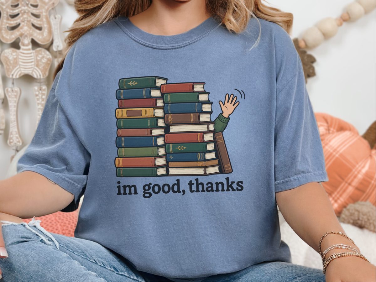 Book Wall Waving Hand Introvert Shirt Funny Bookworm Gift Tee