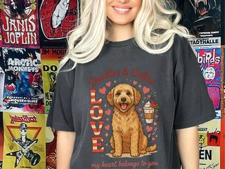 Goldendoodle Coffee Heart Belongs doodle dog shirt - photo 3