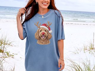 Labradoodle Reindeer Red Nose doodle dog shirt - photo 8
