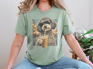 Schnoodle Drinking Iced Coffee Cool Dog doodle dog shirt - photo 6