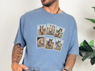 Vintage Horse Postage Stamp Collage funny shirt - photo 7