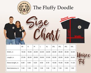 Golden Doodle Dad Shirt - Funny Goldendoodle Dog Lover Tee Gift - size chart