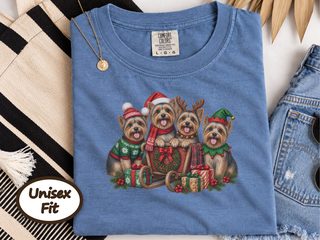 Yorkie Christmas Sleigh Group doodle dog shirt - photo 4