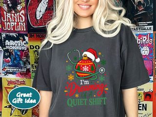 Nurse Christmas Stethoscope Quiet Shift funny shirt - photo 3