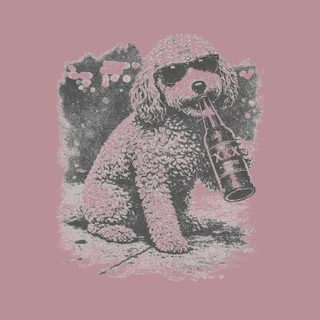 Funny Cavapoo Drinking Beer Dog Tee with Sunglasses & Beer Bottle
