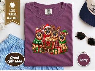 German Shepherd Christmas Sleigh doodle dog shirt - photo 4