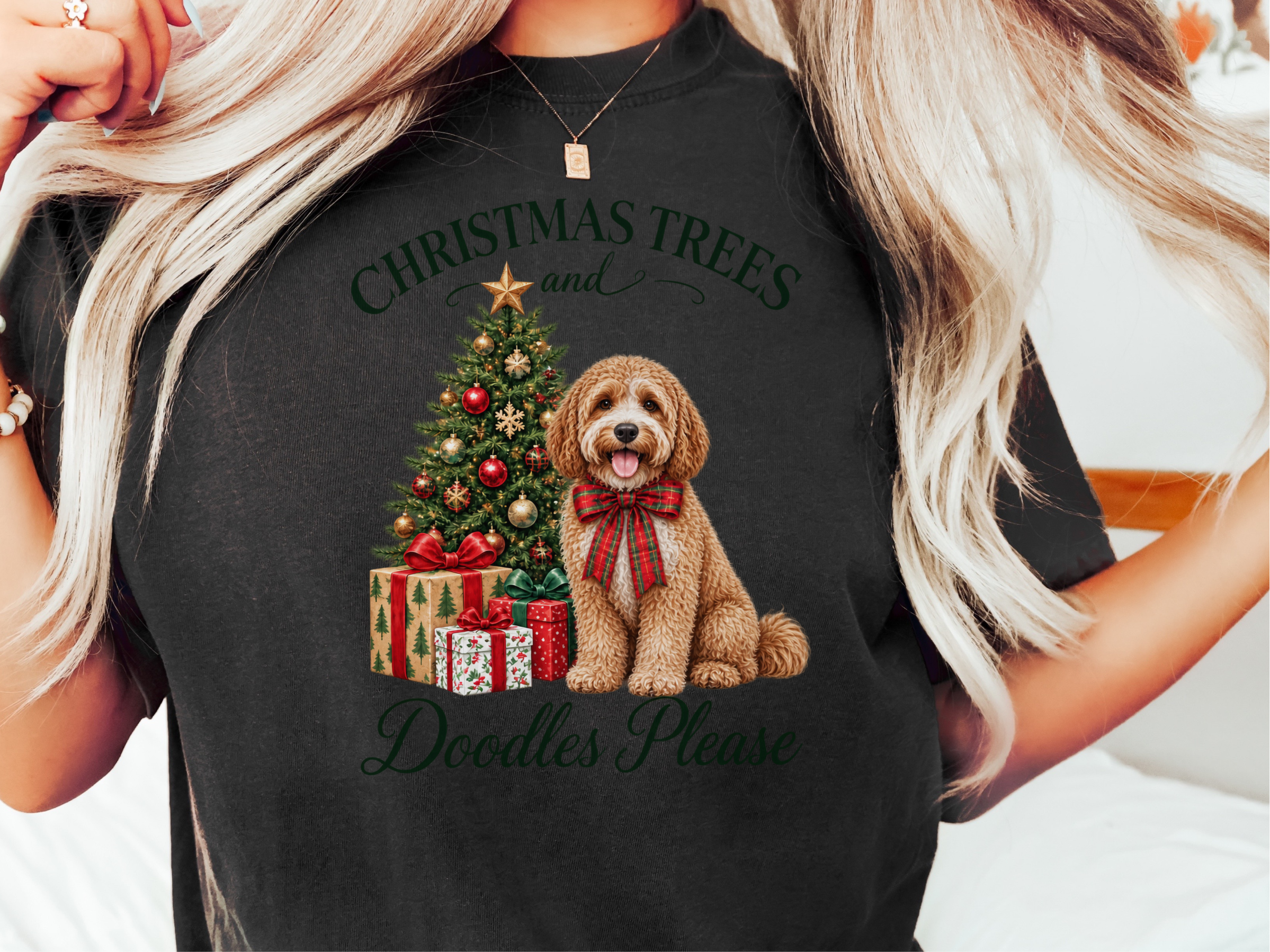 Cavapoo Christmas Tree doodle dog shirt - photo 2