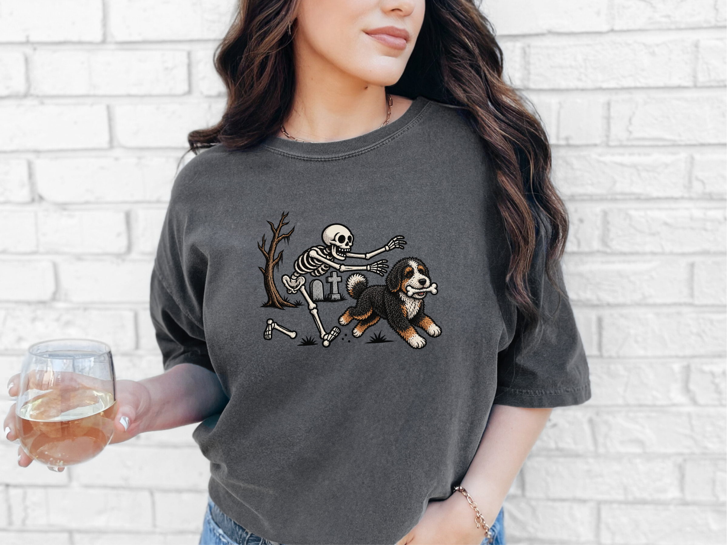 Bernedoodle Skeleton Bone Thief doodle dog shirt - photo 8